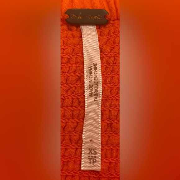 Free People Orange Smocked Tie Straps Tank Top Size XS - Picture 4 of 7